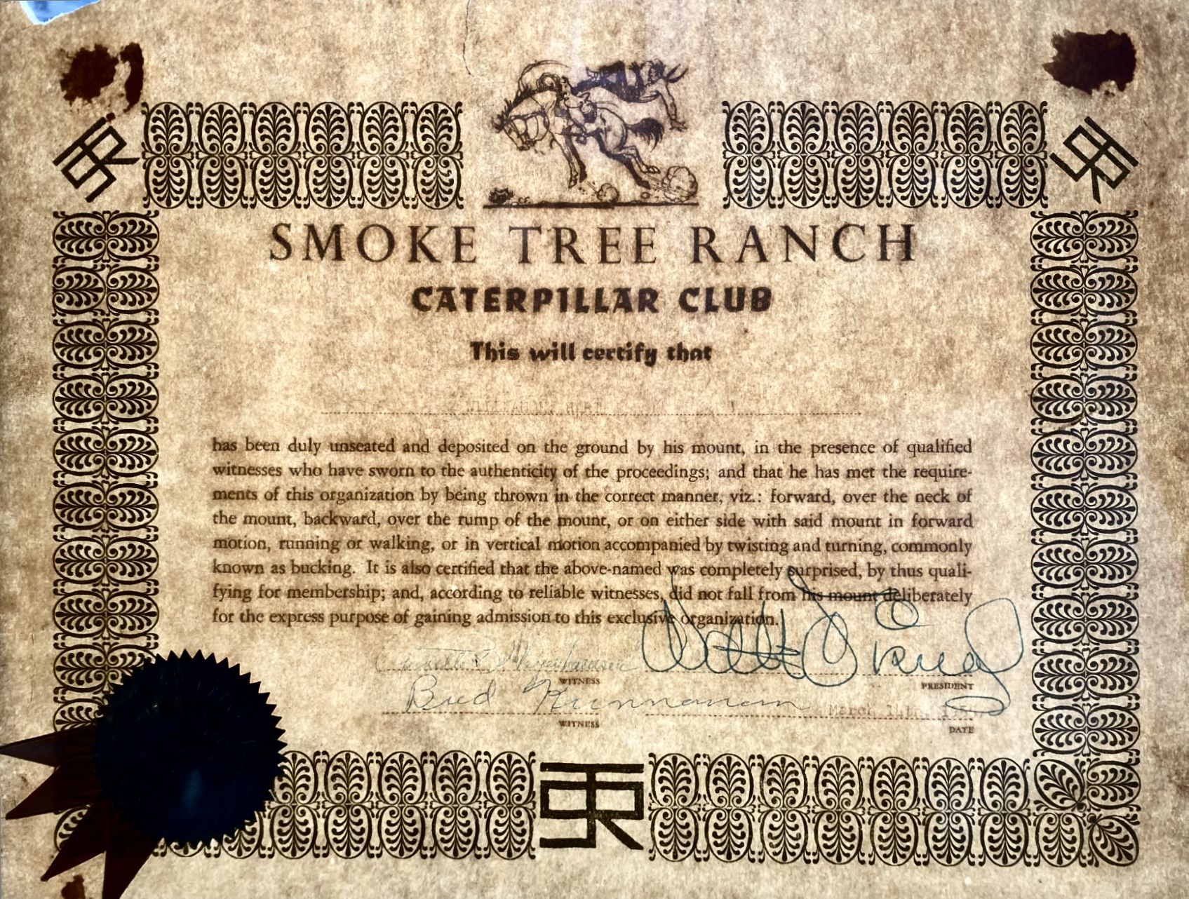 Smoke Tree Ranch Pin Walt Disney Smoke Tree Ranch Certificate